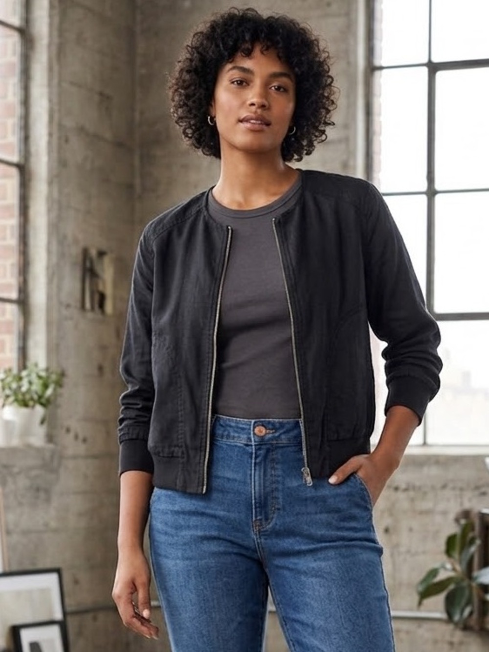 Women's Black Bomber Jacket